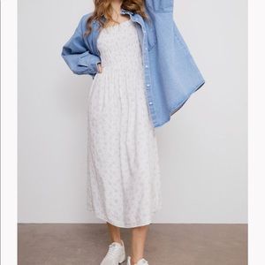 H&M - floral puff sleeve midi dress - S - NWT